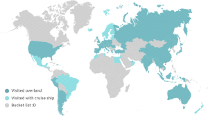 WORLD MAP VISITED ENGLISH