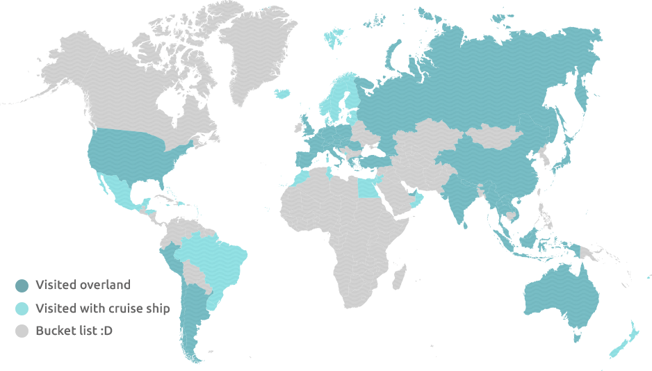 WORLD MAP VISITED ENGLISH